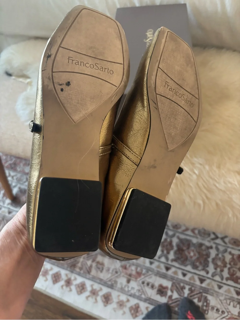 Franco Sarto Gold Mary Jane Flats 7